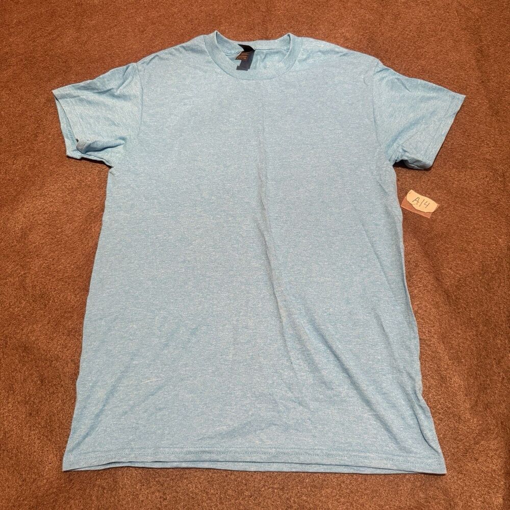 Gildan Mens TShirt S Small Light Blue Heavy Cotton Crew Neck Short Sleeve Tee